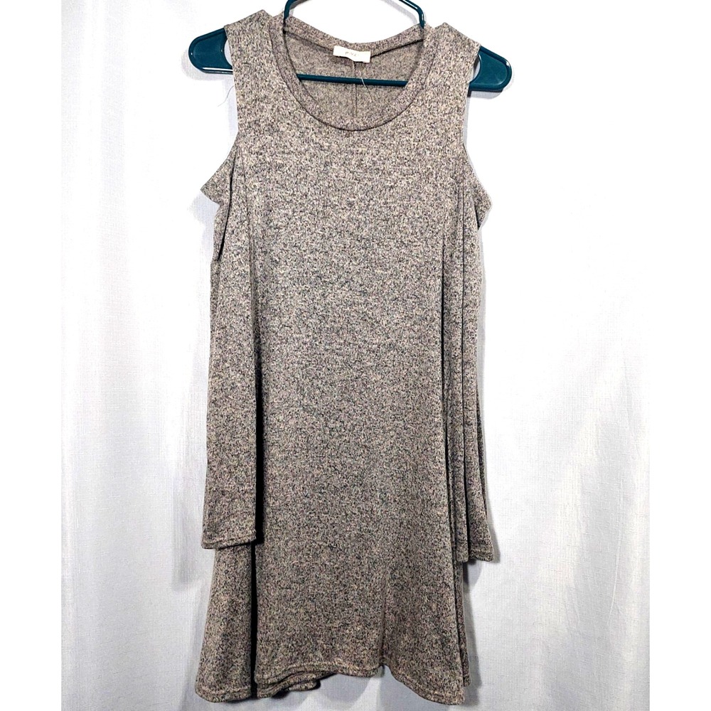 Pinc Women XL Knit Dress Peakaboo Long Sleeves Round Neck Lightweight Flare